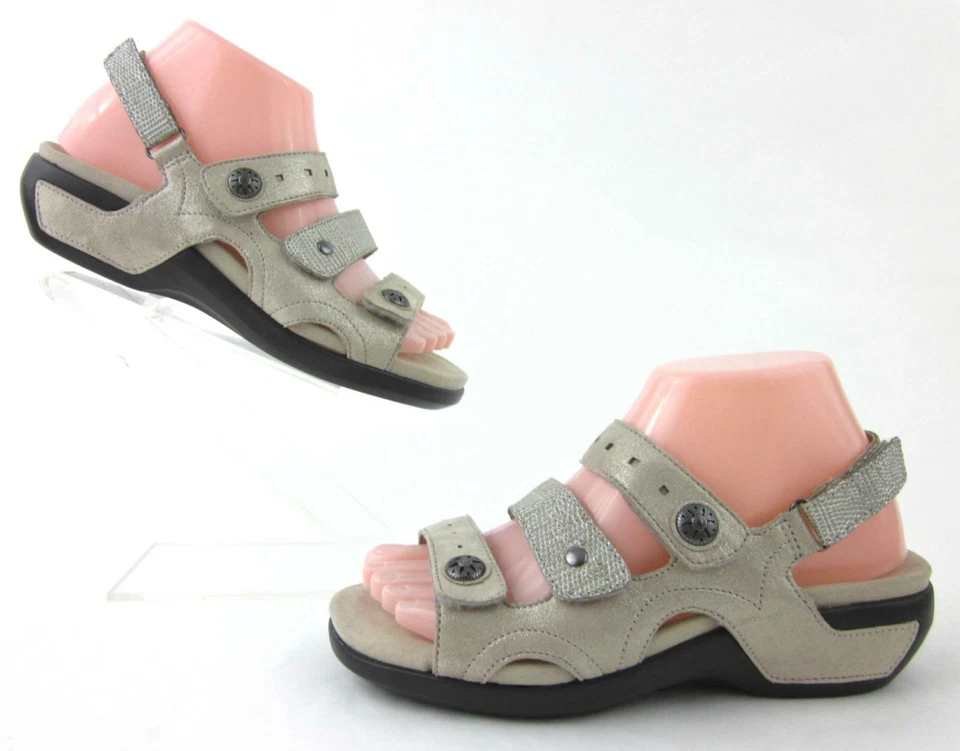 *NEW!* Aravon Power Comfort 3 Strap Sandals Metallic Sand Size 6 2E Extra Wide - Image 1 of 4