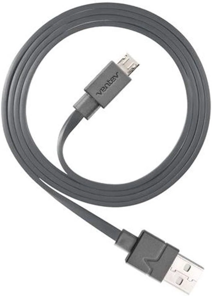 Ventev Chargesync Micro USB Cable High Speed, Flat Tangle Free Design, 3ft Gray - Image 1 of 4