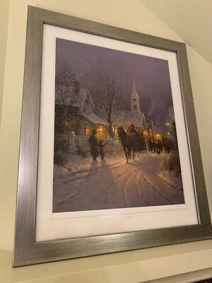 G.Harvey, Village Carolers, firmado y numerado 3980, bonito marco plateado Foto 1 de 4