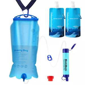 3L Schwerkraft Wasserfilter Strohhalm, Camping Wasserfiltersystem, 23oz Wasserbeutel - Bild 1 von 21