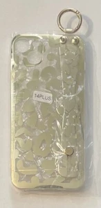 Phone Case With Ring For Apple iPhone 14 Pro Max Pearl Gold Cheetah Print Hearts - Picture 1 of 1