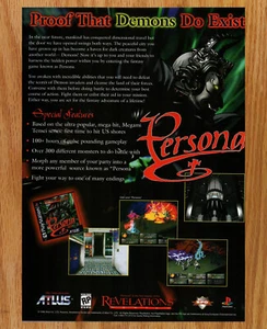 Persona Revelations Demon RPG Atlus - Anuncios impresos de videojuegos póster arte promocional 1996 - Imagen 1 de 3