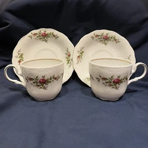 Johann Haviland Traditions Fine China Rose Moss SET OF 2 Tea Cups And Saucers - Picture 1 of 8