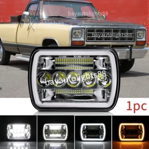 Fit Dodge D100 D150 D250 D350 1981-93 Chrome LED Headlights Hi-Lo DRL 7x6 5x7'' - Bild 1 von 15