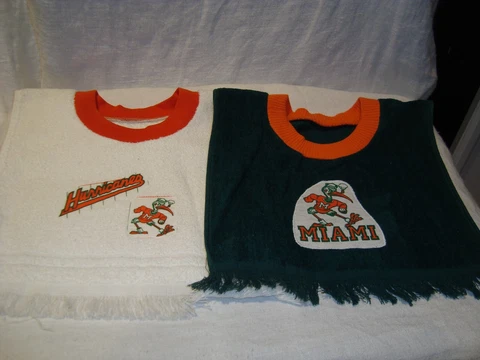 Miami Hurricanes NCAA Handmade/Tea Towel Children's/Baby Bib NEW Cover