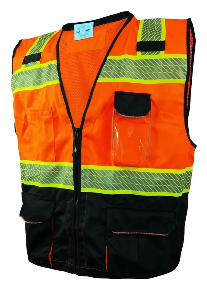 Outdoor Work High Visibility Reflective Zipper Safety Vest With Pockets - Image 1 of 1