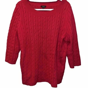 Talbots Damen 2XP Pullover rot Rundhals 100% Baumwolle vielseitig 3/4 Ärmel - Bild 1 von 7