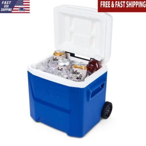 16QT Roller Cooler W/ Wheels Telescoping Handle Easy Transport Ice Retention New - Picture 1 of 12
