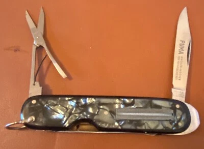 Cuchillo de pesca Puma 853 años 50 (pesca) con cuchillo Victorinox negro "CRACKED ICE" Foto 1 de 4