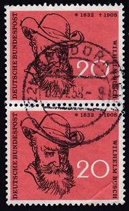 GERMANY 1958 Vertical Pair Mi 282 Sn 781 Busch, Wilhelm (writer and illustrator) - Picture 1 of 1