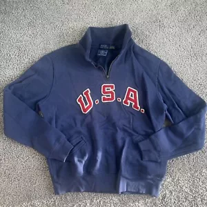 Suéter de lana POLO Youth Preppy XL 1/4 con cremallera EE. UU. parche bordado Ralph Lauren - Imagen 1 de 8