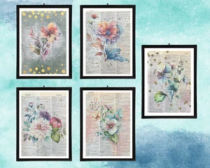 Dizionario a tema fiori stampe floreali decorazione arte da parete (4) stampe arte botanica - Foto 1 di 10