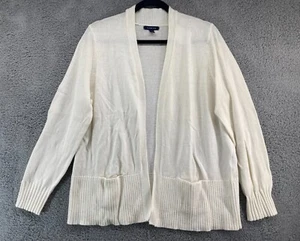 New Lands' End Woman's Petite Long Sleeve Open Front Cadigan Top Ivory XL/P - Picture 1 of 12