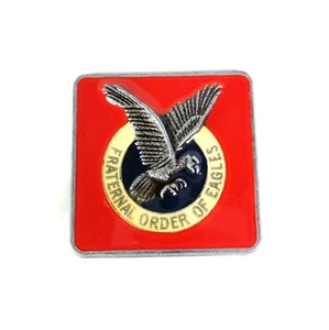 Belt Buckle Fraternal Order Of Eagles Men's Vintage Red Enamel Paint FOE - Picture 1 of 8