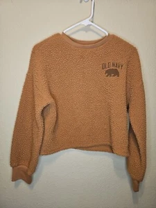 Old Navy Fleece Sweater Girls Size XL (14/16) Brown Bear Pullover Sweatshirt - Picture 1 of 5