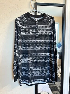 NWT Lularoe Black Gray Aztec Men Mark Henley Unisex Long Sleeves XS Extra Small - Picture 1 of 5