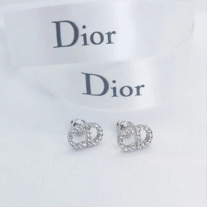 DIOR CD CRYSTAL STUD EARRINGS - Box & Dust Pouch included - Picture 1 of 3