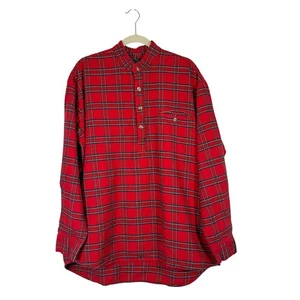 Lee Valley Ireland Red Plaid Flannel Night Shirt Sleepshirt Unisex Men’s XL - Picture 1 of 11