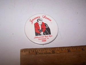 1986 JAMES DEAN MEMORIAL ROD RUN Pinback Button Pin FAIRMOUNT INDIANA - Bild 1 von 2