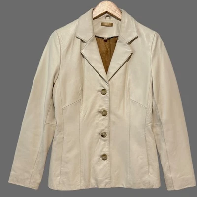 Chaqueta Blazer Wilson's de Cuero para Mujer Beige Cuero Genuino Talla Mediana Foto 1 de 4