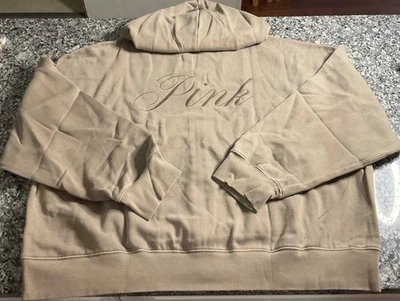 NOVO XXL VS ROSA CAFÉ GELADO COM ZÍPER COMPLETO MOLETOM MARROM BORDADO - Imagem 1 de 4