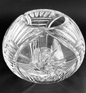 Cut Lead Crystal Round Vase/Candle Holder Vintage - Picture 1 of 8