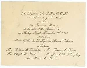 1934 U.S. Marine Corps Legaton Guard Peking China Dance Invitation #6S - Picture 1 of 2