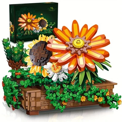 MARKENLOS Klemmbausteine Sonnenblume Bausteine Set Mini Blocks 924x Blumen Bausteine Gift