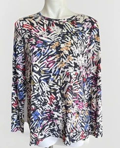 Floral Scribble Graffiti Top Damen L Ultra Soft Rainbow Call Me Kat Langarm - Bild 1 von 11