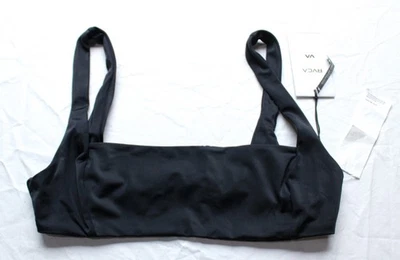 Top de biquíni feminino RVCA gola quadrada sólida Bralette CG2 preto médio novo com etiquetas - Imagem 1 de 3