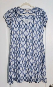 Lola Australia Dress Women’s Small Blue White 100% Cotton Short Sleeve Pockets - Picture 1 of 8