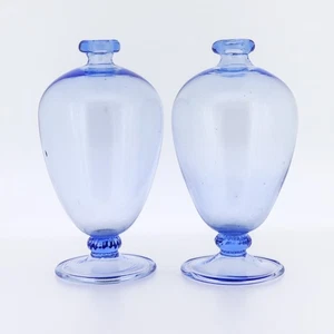 Vittorio Zecchin / MVM Cappellin Murano Glass Miniature Blue Veronese Vases Pair - Picture 1 of 12
