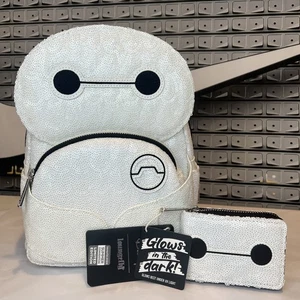 Disney Loungefly Baymax Mini Backpack & Wallet Glow In The Dark Limited Edition - Picture 1 of 9