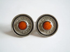 Gemelli Vintage Colore Stagno Rotondi Email 22,6 G/Ø 2,7 Cm - Foto 1 di 6