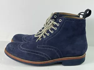 Stivali stringati Grenson scamosciati brogue cuciti blu uomo US 8 / UK 7 5032 - Foto 1 di 9