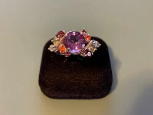 Sterling Silver 925 Multi Gemstone Cocktail Ring - P / 7.5 - Genuine - 5g - Picture 1 of 1