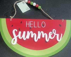 Hello Summer Watermelon Sign Front Door Wreath Decor New - Picture 1 of 2