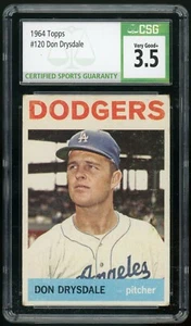 DON DRYSDALE 1964 Topps #120 Los Angeles Dodgers Hall of Fame CSG 3.5 Very Good+ - Picture 1 of 2