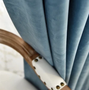 Premium Room Darkening 80% Blockout Velvet Eyelet Ring Curtain Steel Blue 8 size - Picture 1 of 8