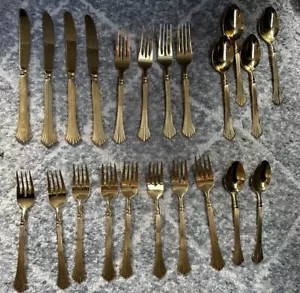 22 - Gold Cascade Rogers International Silver Gold Electroplate Korea Flatware - Picture 1 of 13