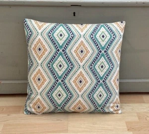 Fryetts Karlsad Geometric diamond Ochre Teal Grey botanical cushion cover/sham - Picture 1 of 2