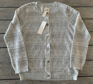 Peek Girls Silver Pointelle Cardigan Retails $52 - Picture 1 of 4