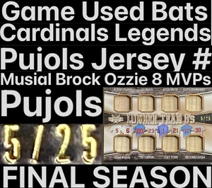 5/25 2022 Hoja Albert Pujols Stan Musical GU Murciélago Lou Brock Ozzie Smith Cardenales - Imagen 1 de 4