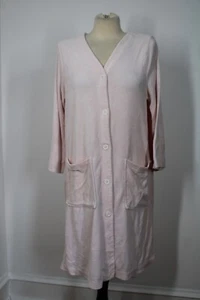 Vtg 90s Lands End S Pale Pink Terry Button-Front House Dress Robe USA - Picture 1 of 10