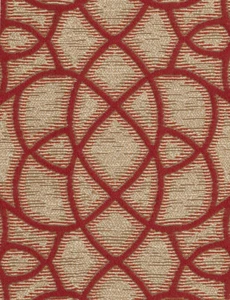 Pollack Choreography Tomato red & Beige Mosiac Modern Upholstery Fabric - Picture 1 of 1