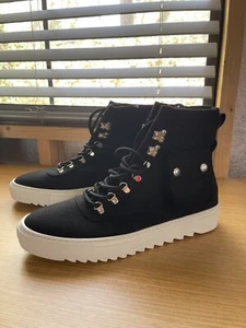 Team Sesh Deadman Cargo Boots Cemetary Skull Bones Size 12 Black Pocket No Box - Picture 1 of 10