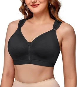 MICOHPKLE Post Surgical Bra Front Closure Zip Hooks Sports Bras Racerback 3XL - Picture 1 of 5