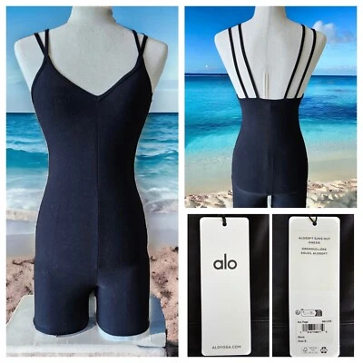 Alo Yoga ALOSOFT SUNS OUT Bodysuit Romper BLACK Size Extra Small - NWT - $128 - Изображение 1 из 4