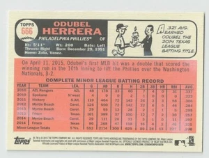 2015 TOPPS HERITAGE GUM STAINED BACK SP RC #666 ODUBEL HERRERA MINT L@@K - Picture 1 of 1
