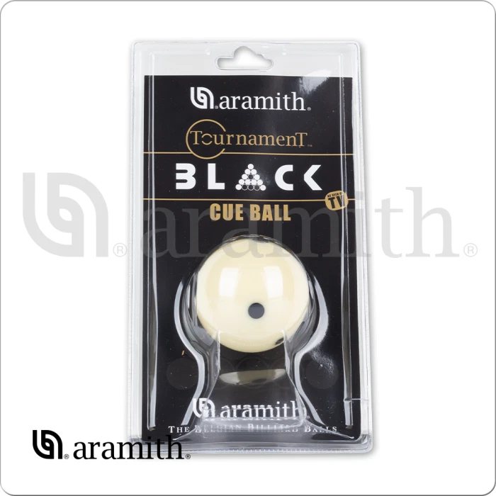 Aramith Tournament BLACK Billiard Pool Cue Ball 2 1/4" 6 Black Dots in a blister